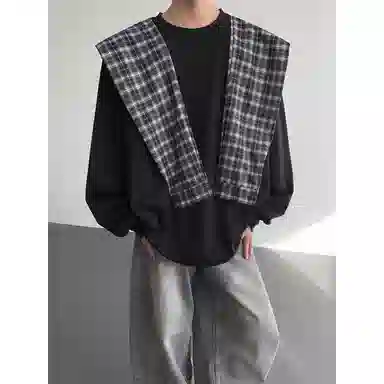 布客行 美式高街复古港风回潮轻奢老钱风可拆卸胸针领落肩袖潮牌长袖休闲舒适百搭学院风亲肤卫衣 男女同款