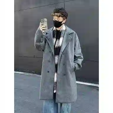 布客行 小个子可穿韩系基础长款过膝宽松舒适大口袋西装领保暖英伦风毛呢子外套高级感风衣休闲百搭落肩翻领长袖慵懒老钱风大衣 男女同款