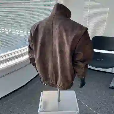 【绒感雾花皮外套裤子一套】布客行 机车风高街扎染色美式复古上衣夹克直筒水洗做旧微喇基础款松紧腰抽绳牛仔裤休闲运动套装 男女同款