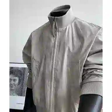 布客行 拼接美式复古高街夹克直筒水洗做旧微喇抽绳牛仔裤休闲运动套装 男女同款