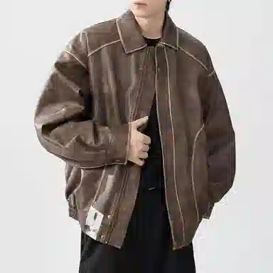 布客行 酷飒不羁狂野硬朗摇滚叛逆霸气有型小众设计扎染水洗质感翻领宽松百搭日常夹克 男女同款