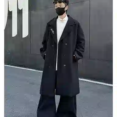 布客行 小个子可穿韩系基础长款过膝宽松舒适大口袋西装领保暖英伦风毛呢子外套高级感风衣休闲百搭落肩翻领长袖慵懒老钱风大衣 男女同款