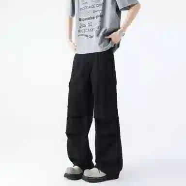 【纯棉小个子显高显瘦】布客行 扎染多口袋工装纯色户外休闲长裤子学院宽松大码直筒阔腿美式复古高街百搭弹力柔软显腿长牛仔裤 男女同款
