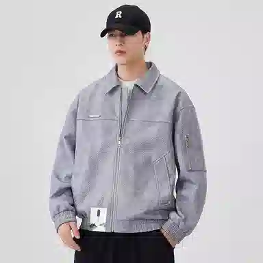 布客行 【美式复古高街痞帅城市机能风大码】纯色简约宽松休闲百搭工装翻领落肩竖袋机车服防风耐磨末日废土感夹克 男女同款