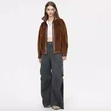 布客行 蟒纹拼皮仿兔绒哈灵顿轻奢老钱风高级感潮服硬挺重磅美式复古高街工装雅痞机车机能风美拉德防寒秋冬保暖皮衣夹克 男女同款