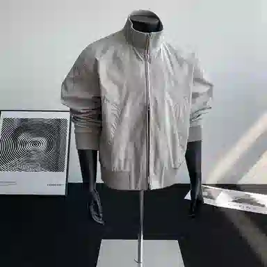 布客行 拼接美式复古高街夹克直筒水洗做旧微喇抽绳牛仔裤休闲运动套装 男女同款