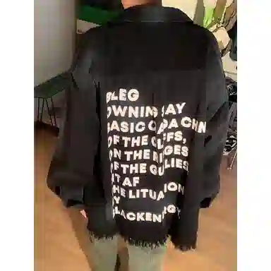 【扎染脏脏牛仔外套裤子一套】布客行 港风潮流别背面字母印花高街大码百搭抽绳水洗做旧阔腿舒适长裤休闲运动套装 男女同款