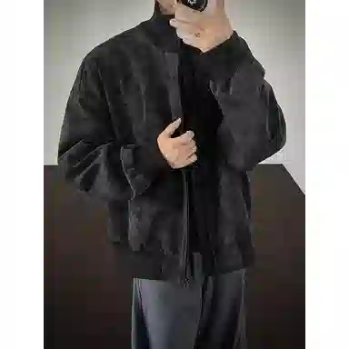 【雾面扎染设计夹克外套牛仔裤一套】布客行 防风保暖美式立领长袖宽松高街痞帅抽绳松紧水洗做旧显瘦阔腿通勤长裤休闲运动套装 男女同款