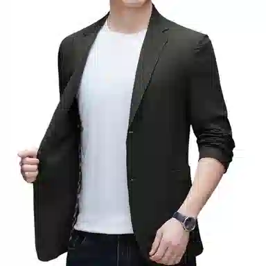 男士纯色时尚修身舒适潮流百搭休闲长袖单西外套西装 男款