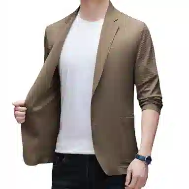 男士纯色时尚修身舒适潮流百搭休闲长袖单西外套西装 男款