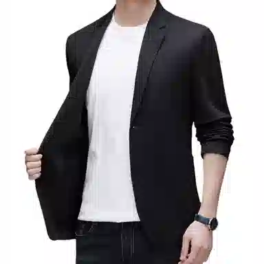 男士纯色时尚修身舒适潮流百搭休闲长袖单西外套西装 男款