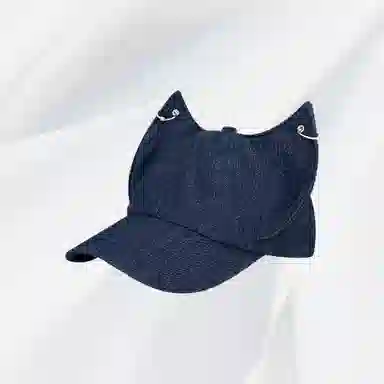 尚先生 小众个性可爱狐狸耳朵金属扣牛仔 聚酯纤维 鸭舌帽草帽 女款