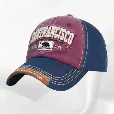 尚先生 百搭显脸小春夏季美式复古拼色加大加深宽檐刺绣字母休闲大头围 聚酯纤维 鸭舌帽草帽 男女同款情侣款