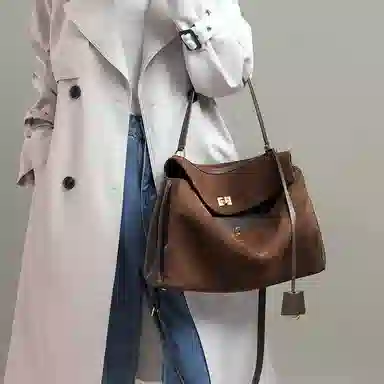 OUBOTE Classic Leather Shoulder Bag Coffee