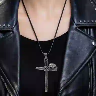 【可定制刻字】 白木黑冰 鸦魂圣架 新中式潮流时尚高级感百搭小众设计 银合金 项链 男款 礼盒 送男生好物 男朋友 男士 学生