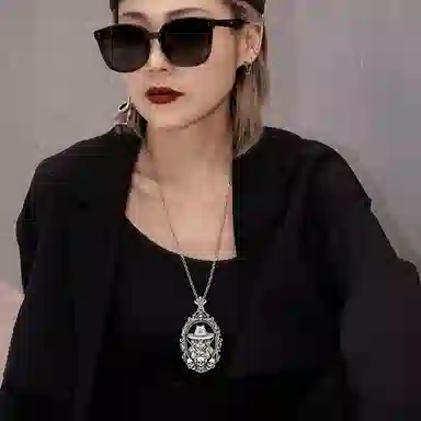 【免费刻字】 白木黑冰 神枪猫皇 潮流时尚新中式高级感 银合金 项链 男款 礼盒