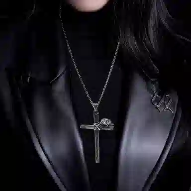 【可定制刻字】 白木黑冰 鸦魂圣架 新中式潮流时尚高级感百搭小众设计 银合金 项链 男款 礼盒 送男生好物 男朋友 男士 学生