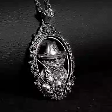 【免费刻字】 白木黑冰 神枪猫皇 潮流时尚新中式高级感 银合金 项链 男款 礼盒