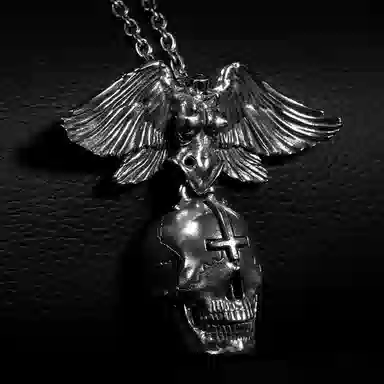 【免费刻字】 白木黑冰 暗翼十字骨 新中式原创小众设计高级感时尚潮流 银合金 项链 男款