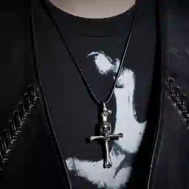 【可定制刻字】 白木黑冰 十字架骷髅 新中式潮流原创小众设计高级感 银合金 项链 男款 礼盒