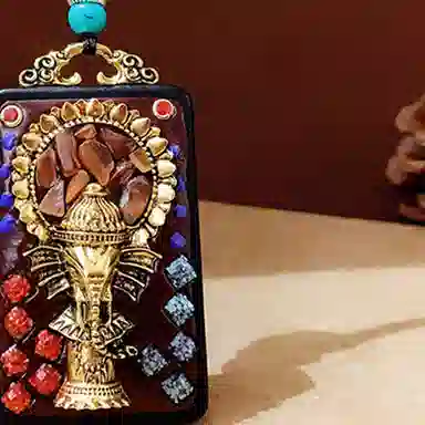 睦珦 时来运转 藏式美学唐卡诸事顺利 民族风百搭小众 财源滚滚财神来 黑檀 项链 男女同款情侣款