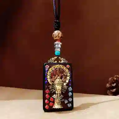 睦珦 时来运转 藏式美学唐卡诸事顺利 民族风百搭小众 财源滚滚财神来 黑檀 项链 男女同款情侣款