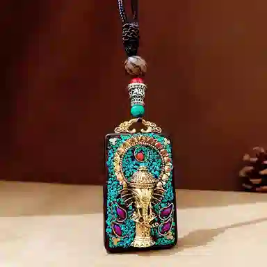 睦珦 时来运转 藏式美学唐卡诸事顺利 民族风百搭小众 财源滚滚财神来 黑檀 项链 男女同款情侣款