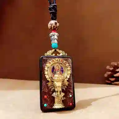 睦珦 时来运转 藏式美学唐卡诸事顺利 民族风百搭小众 财源滚滚财神来 黑檀 项链 男女同款情侣款