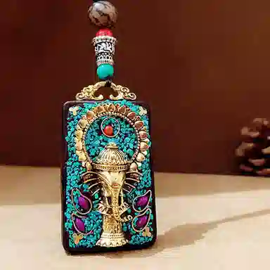 睦珦 时来运转 藏式美学唐卡诸事顺利 民族风百搭小众 财源滚滚财神来 黑檀 项链 男女同款情侣款