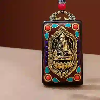 睦珦 时来运转 藏式美学唐卡诸事顺利 民族风百搭小众 财源滚滚财神来 黑檀 项链 男女同款情侣款