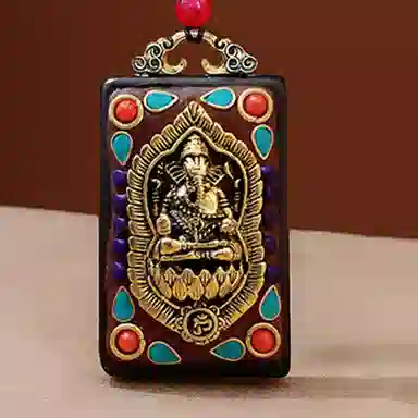 睦珦 时来运转 藏式美学唐卡诸事顺利 民族风百搭小众 财源滚滚财神来 黑檀 项链 男女同款情侣款