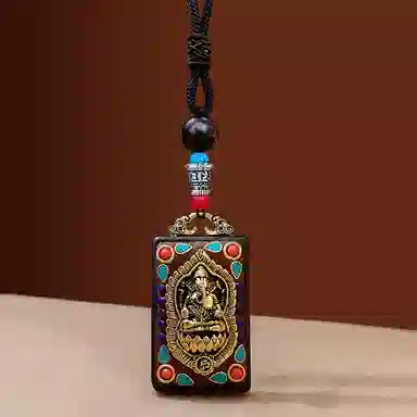 睦珦 时来运转 藏式美学唐卡诸事顺利 民族风百搭小众 财源滚滚财神来 黑檀 项链 男女同款情侣款