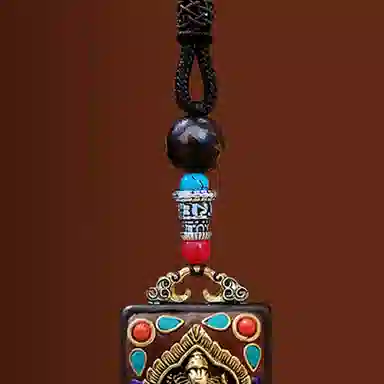 睦珦 时来运转 藏式美学唐卡诸事顺利 民族风百搭小众 财源滚滚财神来 黑檀 项链 男女同款情侣款