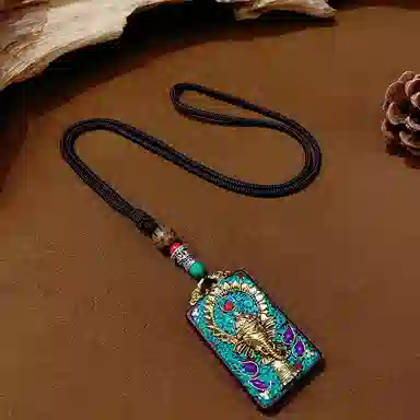 睦珦 时来运转 藏式美学唐卡诸事顺利 民族风百搭小众 财源滚滚财神来 黑檀 项链 男女同款情侣款