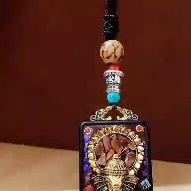 睦珦 时来运转 藏式美学唐卡诸事顺利 民族风百搭小众 财源滚滚财神来 黑檀 项链 男女同款情侣款