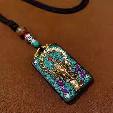 睦珦 时来运转 藏式美学唐卡诸事顺利 民族风百搭小众 财源滚滚财神来 黑檀 项链 男女同款情侣款