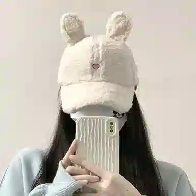 恩僾德 卡通可爱兔耳朵可爱保暖 聚酯纤维 鸭舌帽 男女同款情侣款