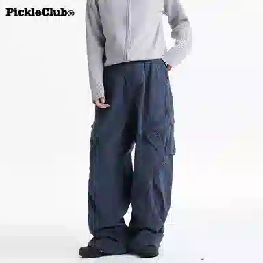 梁拌泡菜 美式高街风纯色宽松全棉工装裤 男女同款 黑色