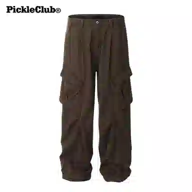 梁拌泡菜 美式高街风纯色宽松全棉工装裤 男女同款 黑色