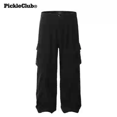 梁拌泡菜 美式高街风纯色宽松全棉工装裤 男女同款 黑色