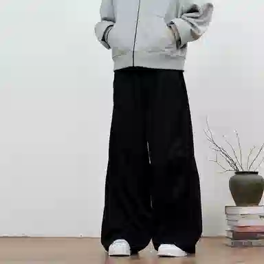 梁拌泡菜 纯棉宽松廓形休闲裤 男女同款 灰绿色