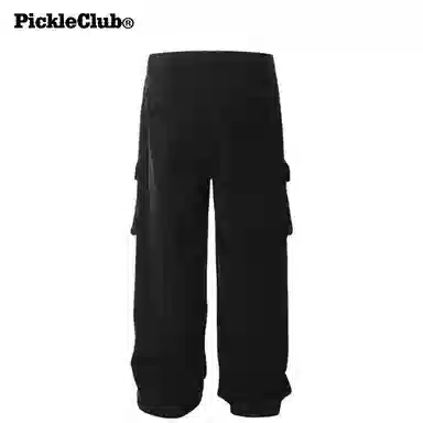 梁拌泡菜 美式高街风纯色宽松全棉工装裤 男女同款 黑色