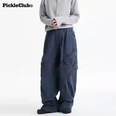 梁拌泡菜 美式高街风纯色宽松全棉工装裤 男女同款 黑色