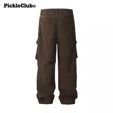 梁拌泡菜 美式高街风纯色宽松全棉工装裤 男女同款 黑色