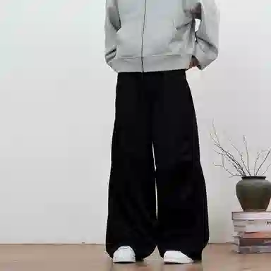 梁拌泡菜 纯棉宽松廓形休闲裤 男女同款 灰绿色