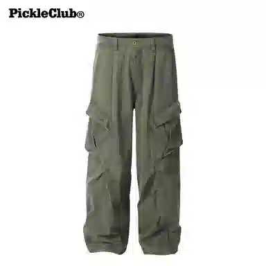 梁拌泡菜 美式高街风纯色宽松全棉工装裤 男女同款 黑色