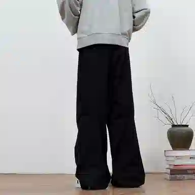 梁拌泡菜 纯棉宽松廓形休闲裤 男女同款 灰绿色