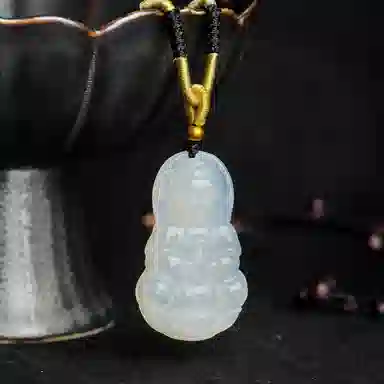 佐卡伊 观音 佛公吊坠 观音弥勒佛手工编织绳 古风国潮冰透平安顺遂 经典东方新中式 玉髓 足金项链 女款