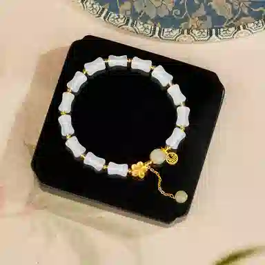 佐卡伊 幸运小桃花 竹节手串 新中式国潮 高级感转运珠 玉髓 手串 女