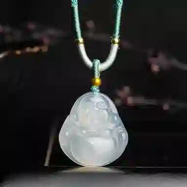 佐卡伊 【高品质】弥勒佛 笑脸佛公 清冷感小众古风平安经典新中式 玉髓 足金项链 男女同款情侣款